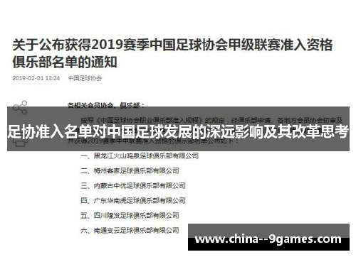 足协准入名单对中国足球发展的深远影响及其改革思考